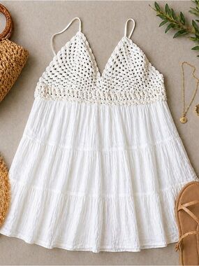 aerie | Dresses | Nwt Aerie White Crochet Top Dress | Poshmark